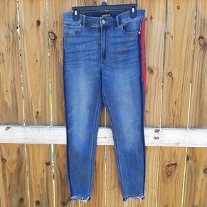 Express Red StripeHigh Waisted Jeans